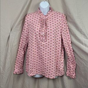 Boden blush pink half button ruffle jersey top women’s size 16